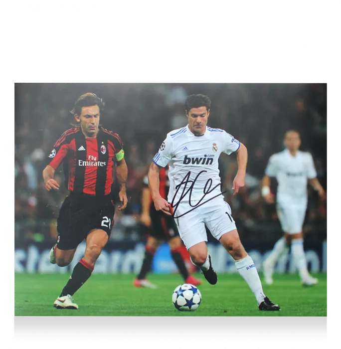 Xabi Alonso Signed Real Madrid Photo In Black Wooden Frame: UEFA Champions League V AC Milan