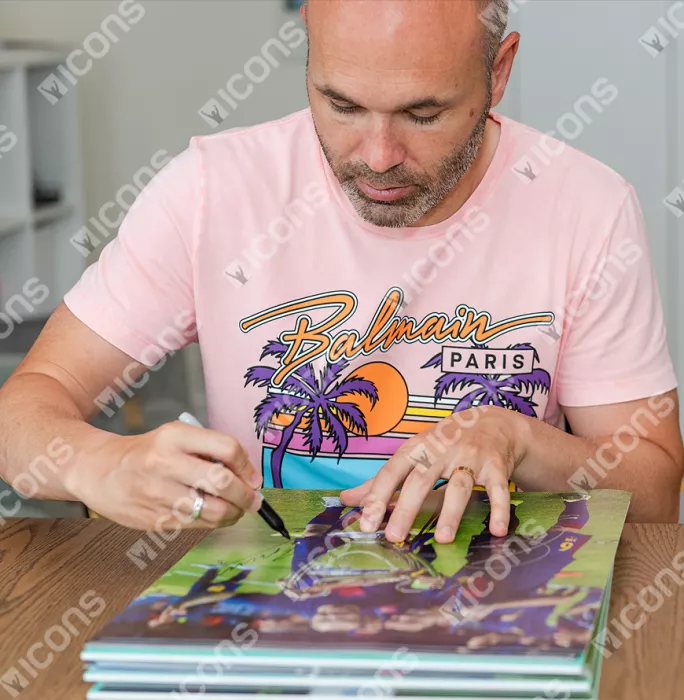 Xavi & Andres Iniesta Official FC Barcelona Signed And Framed Photo: Four-Time UCL Winners