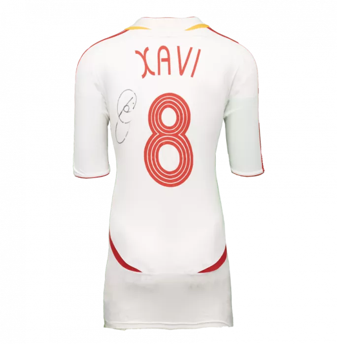 Xavi Back Signed Spain 2006 Away Shirt In Hero Frame: Option 1