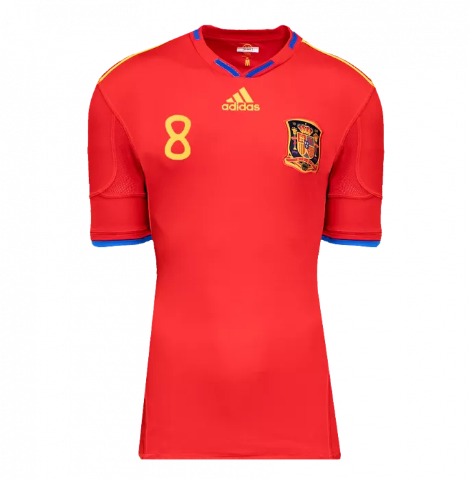 Xavi Back Signed Spain 2010 Home Shirt - "2010 FIFA World Cup Winner" Inscription In Hero Frame: Option 1