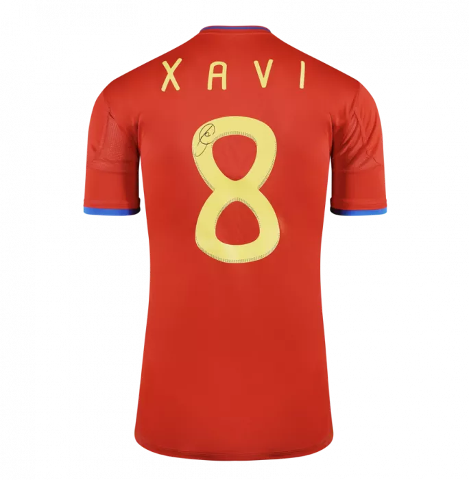 Xavi Back Signed Spain 2010 Home Shirt In Classic Frame