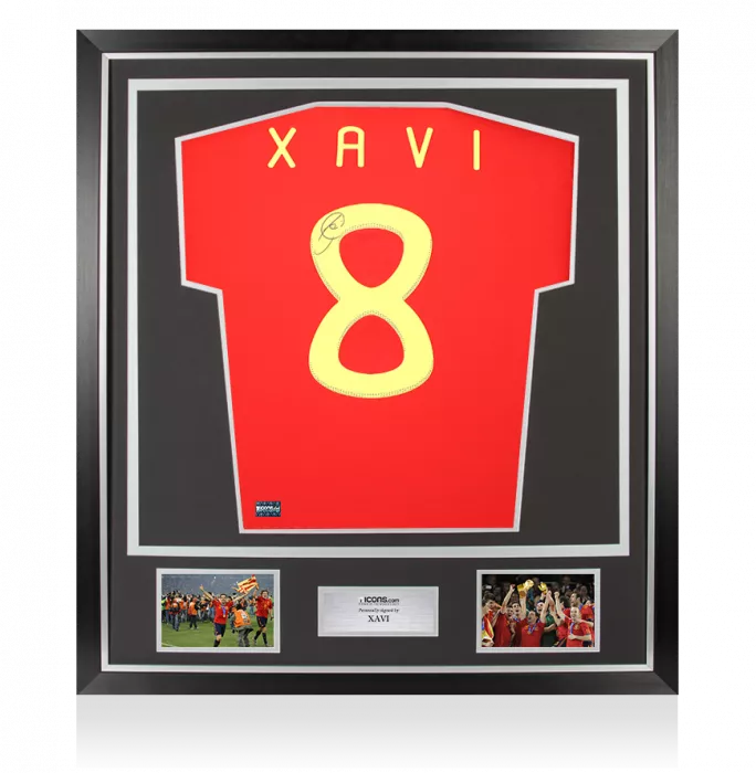 Xavi Back Signed Spain 2010 Home Shirt In Classic Frame