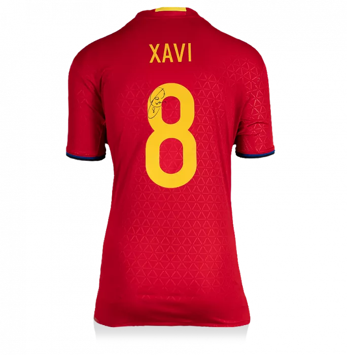 Xavi Back Signed Spain 2016-17 Home Shirt In Classic Frame