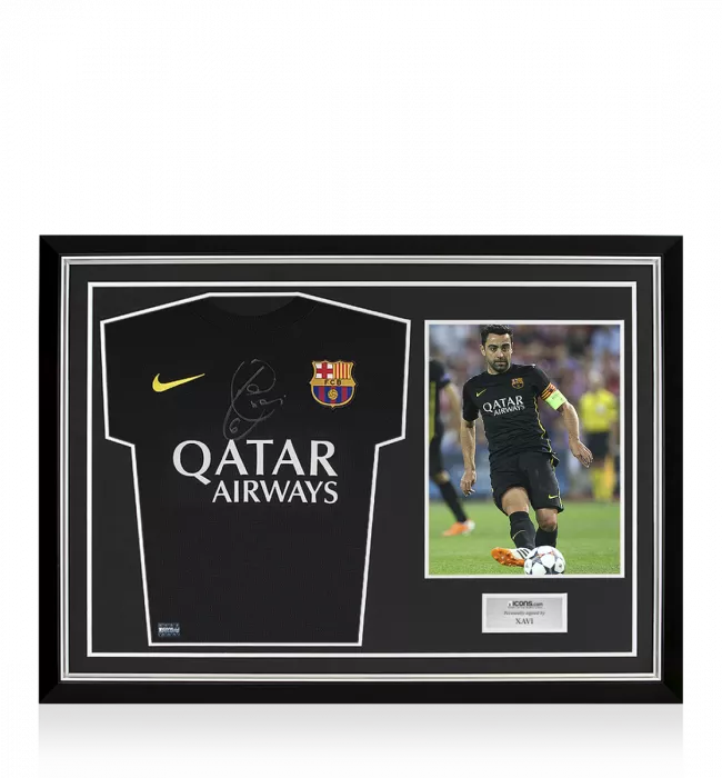 Xavi Front Signed FC Barcelona 2013-14 Third Shirt In Hero Frame: Option 1