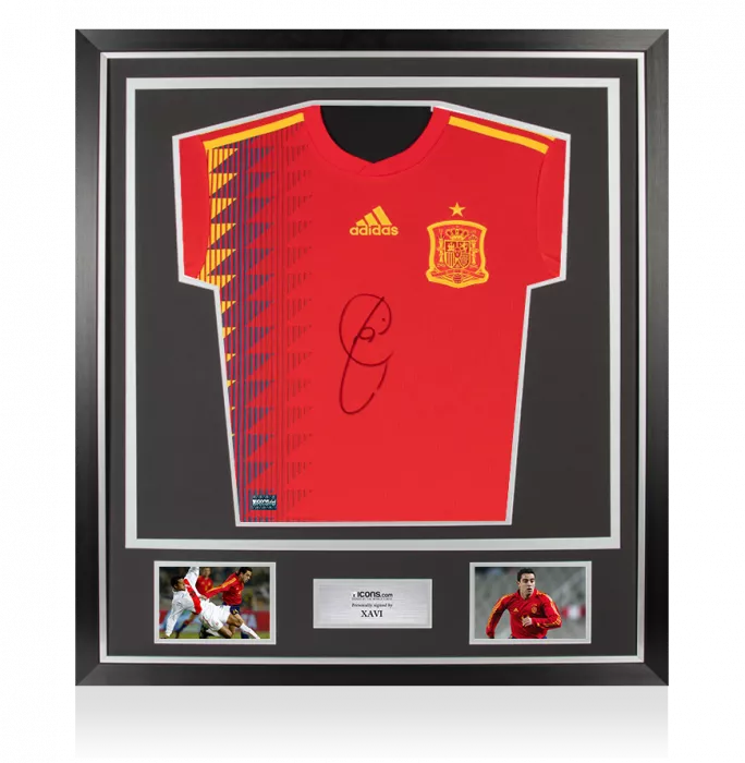 Xavi Front Signed Spain 2018-19 Home Shirt In Classic Frame