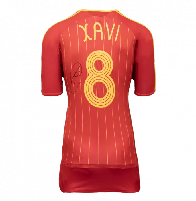 Xavi Official 2006 FIFA World Cup™ Back Signed And Framed Spain 2006 Home Shirt