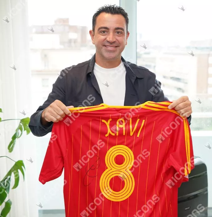 Xavi Official 2006 FIFA World Cup™ Back Signed And Framed Spain 2006 Home Shirt