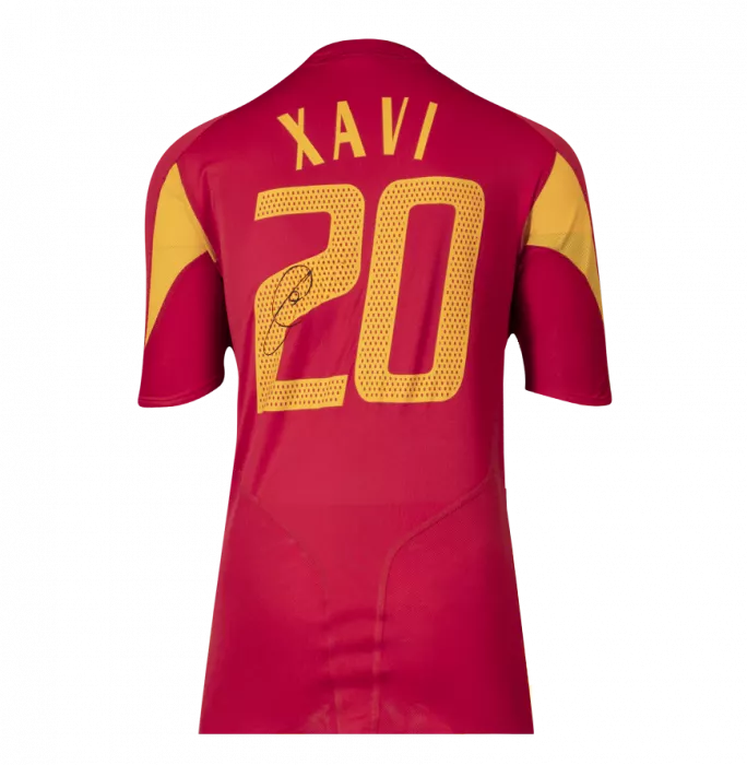 Xavi Official 2006 FIFA World Cup™ Back Signed And Framed Spain 2004-06 Home Shirt