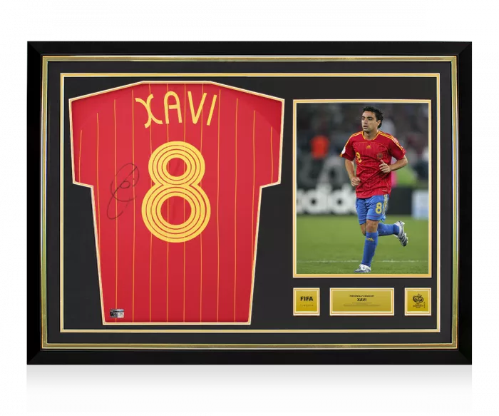 Xavi Official 2006 FIFA World Cup™ Back Signed And Hero Framed Spain 2006 Home Shirt