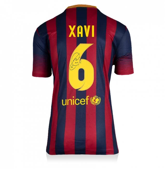 Xavi Official FC Barcelona Back Signed And Framed 2013-14 Home Shirt