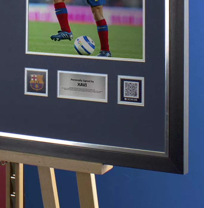 Xavi Official FC Barcelona Back Signed And Framed 2004-05 Home Shirt Fan Style With Fan Style Number