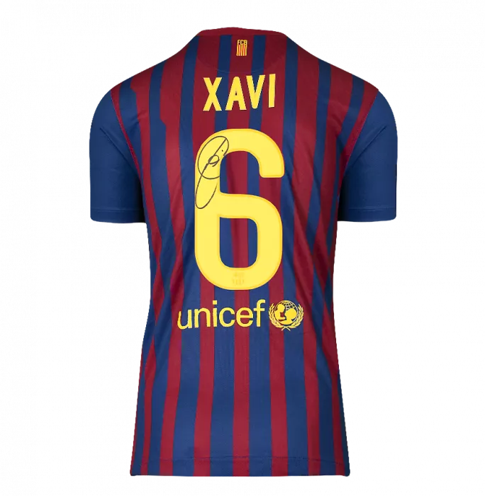 Xavi Official FC Barcelona Back Signed And Framed 2011-12 Home Shirt