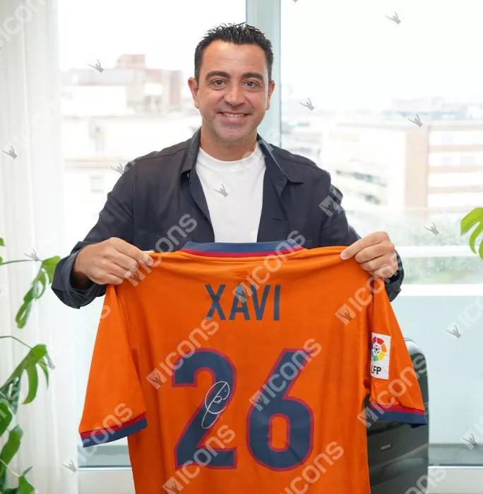 Xavi Official FC Barcelona Back Signed And Framed 1998-00 Third Shirt