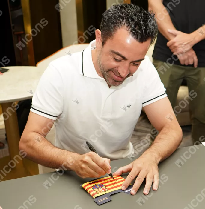 Xavi Official FC Barcelona Signed And Framed Branded Captain's Armband