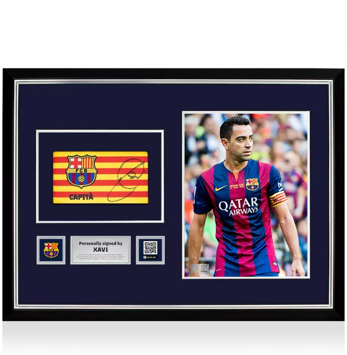 Xavi Official FC Barcelona Signed and Framed Branded Captain's Armband
