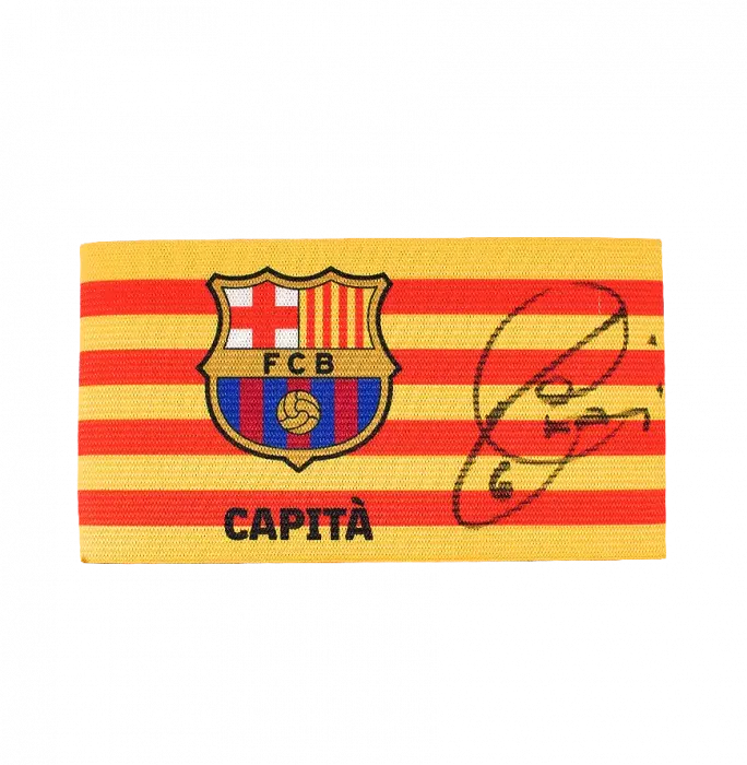 Xavi Official FC Barcelona Signed And Framed Captain's Armband