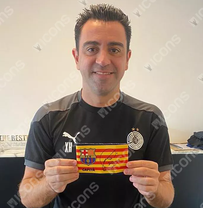 Xavi Official FC Barcelona Signed And Framed Captain's Armband