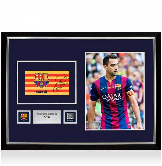Xavi Official FC Barcelona Signed and Framed Captain's Armband