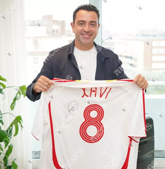 Xavi Official FIFA World Cup™ Back Signed And Framed Spain 2006 Away Shirt