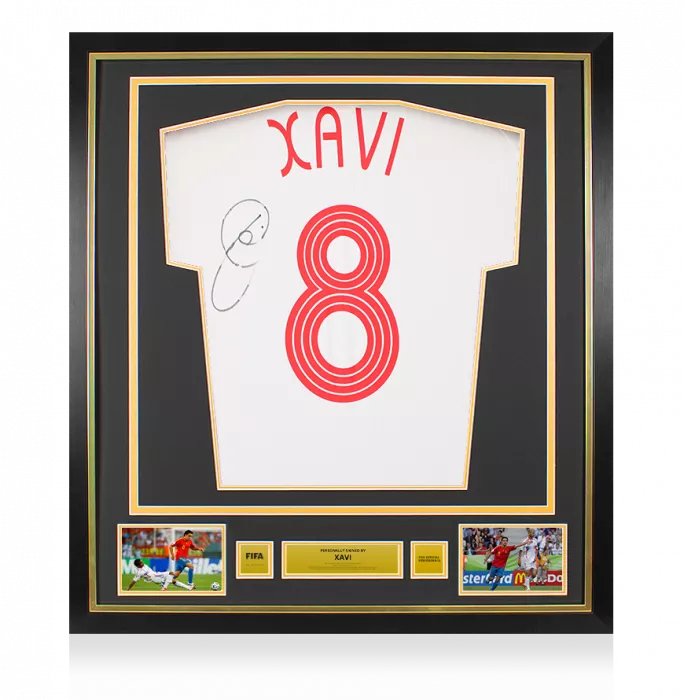 Xavi Official FIFA World Cup™ Back Signed and Framed Spain 2006 Away Shirt