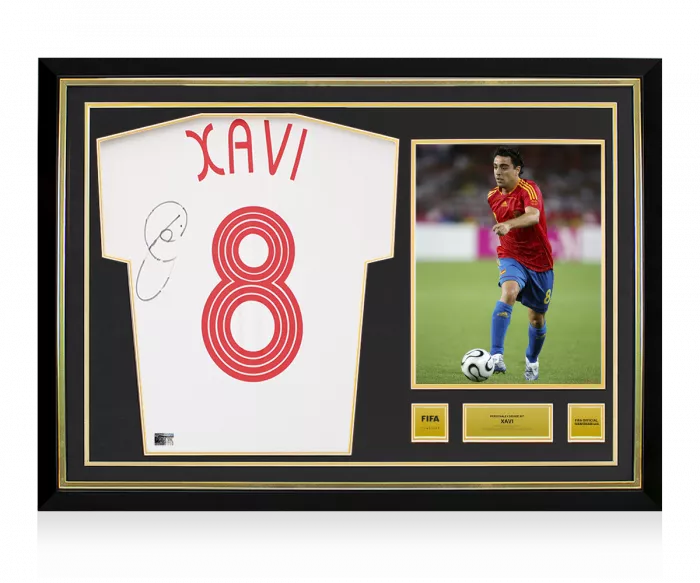 Xavi Official FIFA World Cup™ Back Signed and Hero Framed Spain 2006 Away Shirt