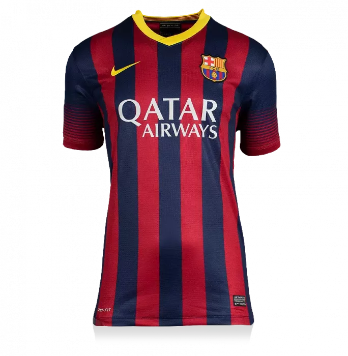 Xavi Official UEFA Champions League Back Signed And Hero Framed FC Barcelona 2013-14 Home Shirt