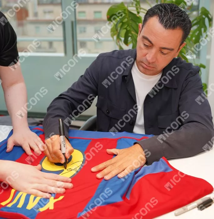 Xavi Official UEFA Champions League Back Signed And Hero Framed FC Barcelona 2002-03 Home Shirt