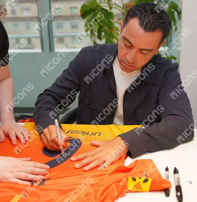 Xavi Official UEFA Champions League Back Signed And Framed FC Barcelona 2012-13 Away Shirt