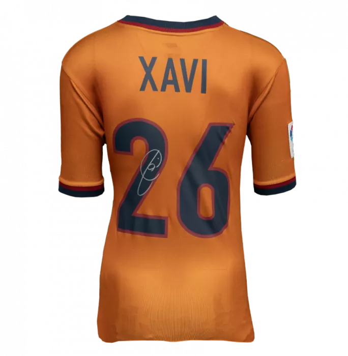 Xavi Official UEFA Champions League Back Signed And Framed FC Barcelona 1998-00 Third Shirt