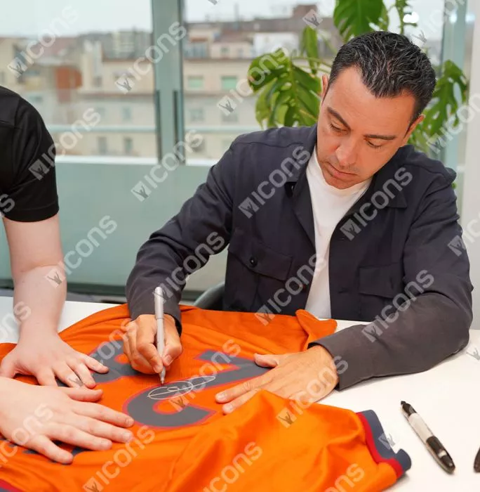 Xavi Official UEFA Champions League Back Signed And Framed FC Barcelona 1998-00 Third Shirt