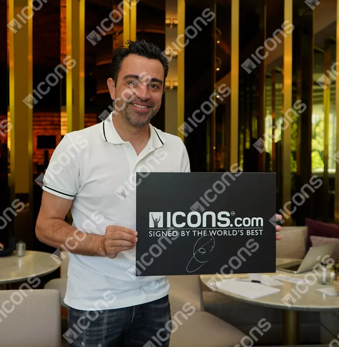 Xavi Official UEFA Champions League Back Signed And Framed FC Barcelona 2021-22 Home Shirt With Fan Style Number