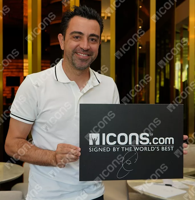 Xavi Official UEFA Champions League Back Signed And Hero Framed Retro FC Barcelona Home Shirt With Fan Style Number