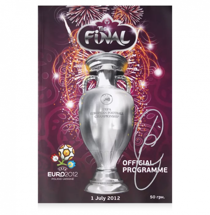 Xavi Signed And Framed EURO 2012 Final Programme