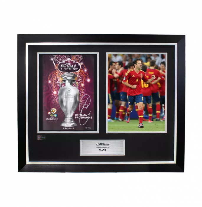 Xavi Signed And Framed EURO 2012 Final Programme