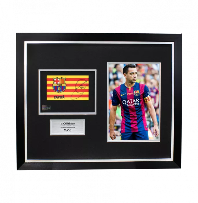 Xavi Signed and Framed FC Barcelona Branded Captain's Armband