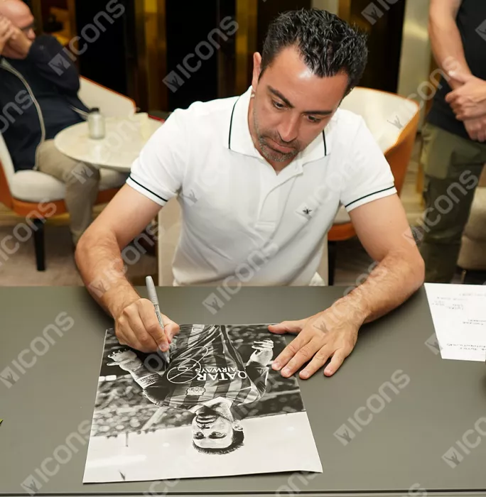 Xavi Signed FC Barcelona Tribute Artwork In Black Wooden Frame: Blaugrana Legend