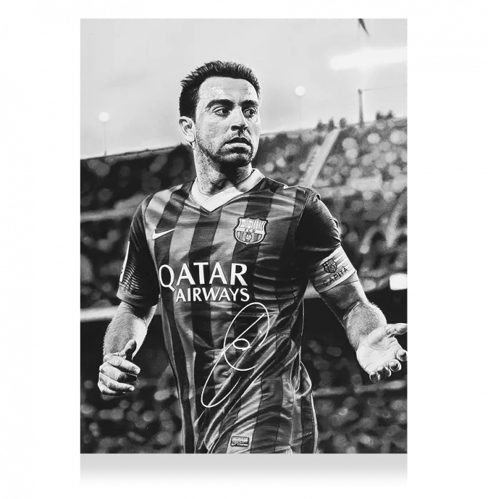 Xavi Signed FC Barcelona Tribute Artwork In Black Wooden Frame: Blaugrana Legend