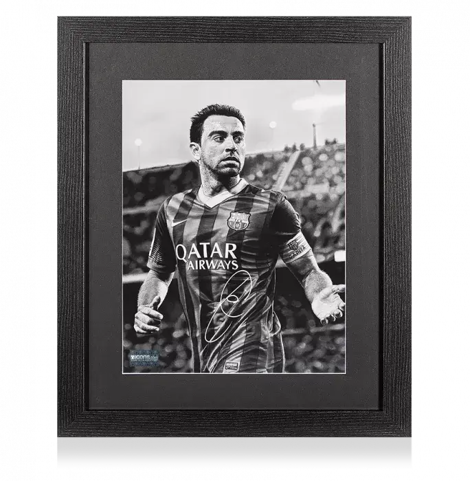 Xavi Signed FC Barcelona Tribute Artwork In Black Wooden Frame: Blaugrana Legend