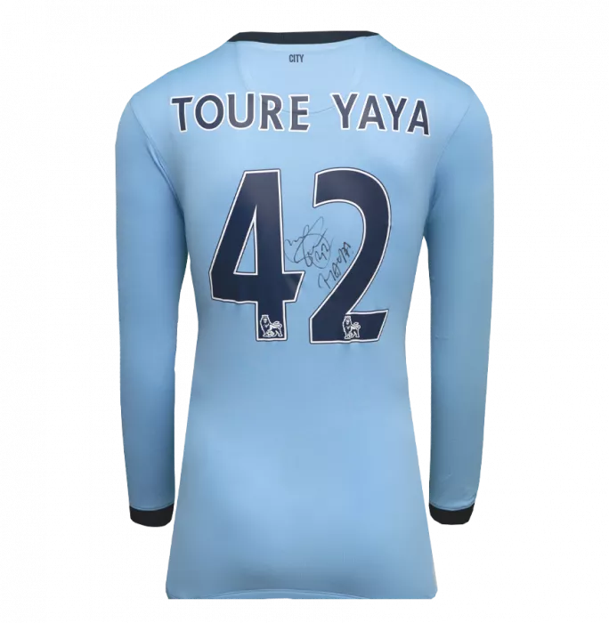Yaya Toure Back Signed Manchester City 2014-15 Home Shirt In Classic Frame
