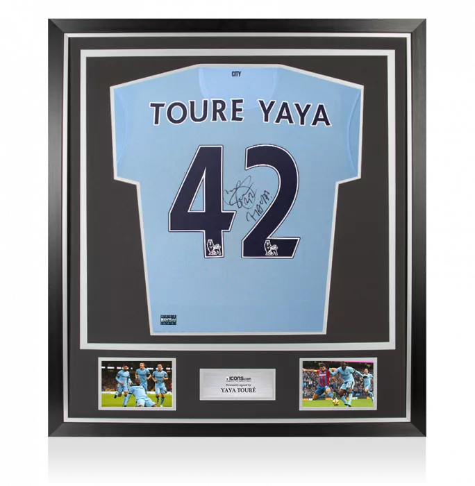 Yaya Toure Back Signed Manchester City 2014-15 Home Shirt In Classic Frame
