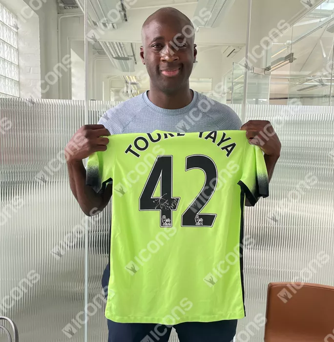 Yaya Toure Back Signed Manchester City 2015-16 Third Shirt In Classic Frame