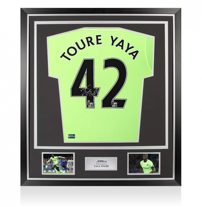 Yaya Toure Back Signed Manchester City 2015-16 Third Shirt In Classic Frame