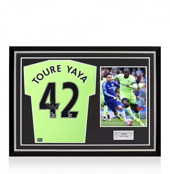 Yaya Toure Back Signed Manchester City 2015-16 Third Shirt In Hero Frame: Option 1