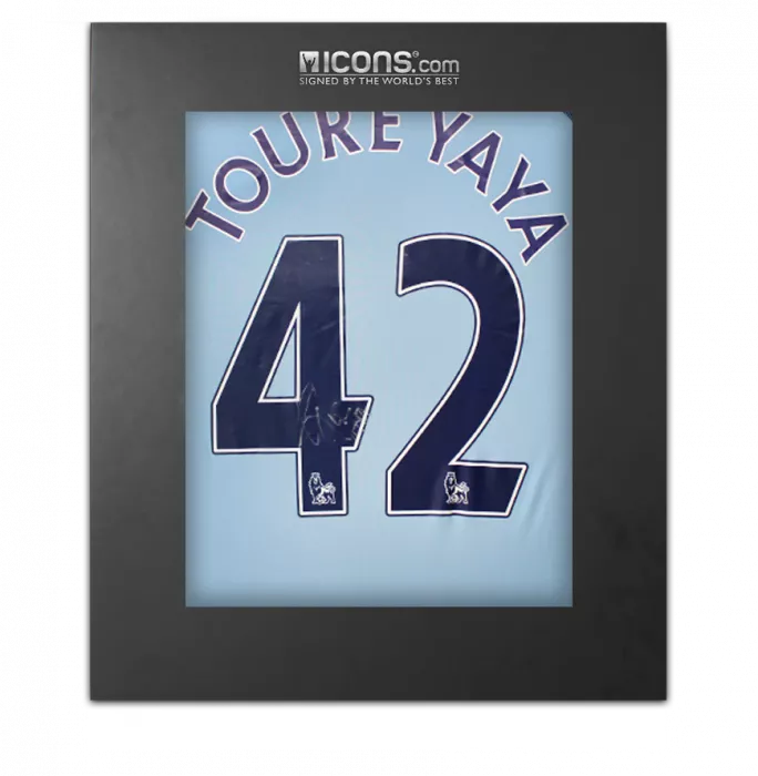 Yaya Toure Back Signed Manchester City 2016-17 Home Shirt In Deluxe Packaging
