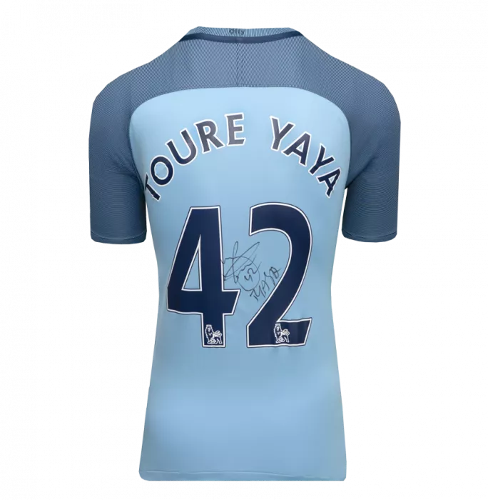 Yaya Toure Back Signed Manchester City 2016-17 Home Shirt In Hero Frame: Option 1