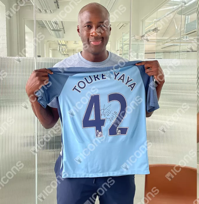 Yaya Toure Back Signed Manchester City 2016-17 Home Shirt In Hero Frame: Option 1