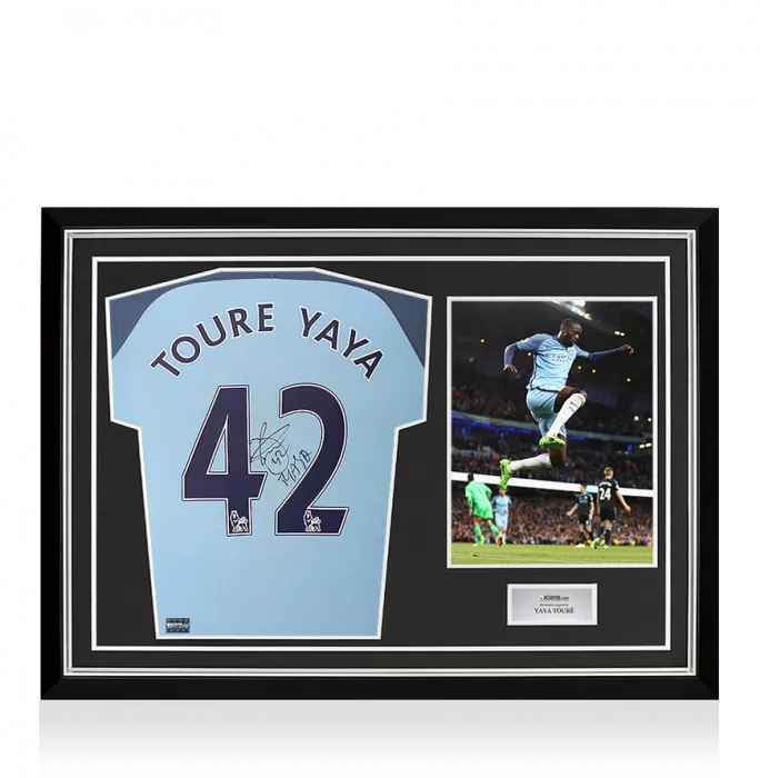 Yaya Toure Back Signed Manchester City 2016-17 Home Shirt In Hero Frame: Option 1