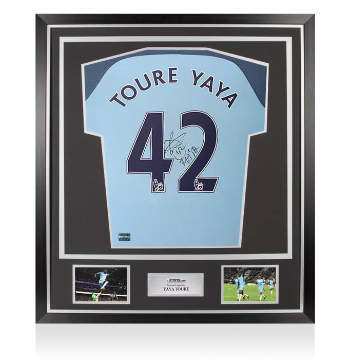Yaya Toure Back Signed Manchester City 2016-17 Home Shirt In Classic Frame