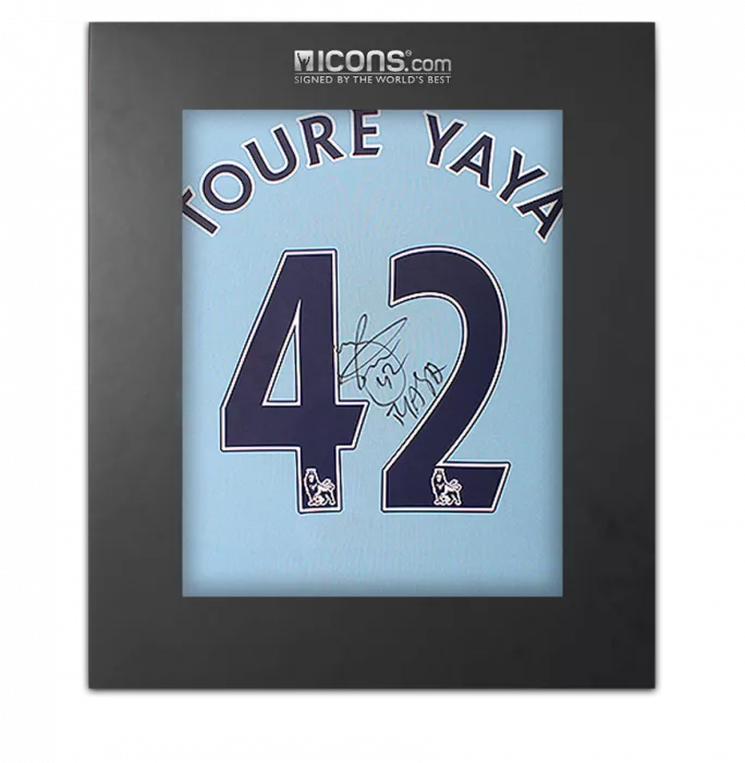 Yaya Toure Back Signed Manchester City 2016-17 Home Shirt In Deluxe Packaging