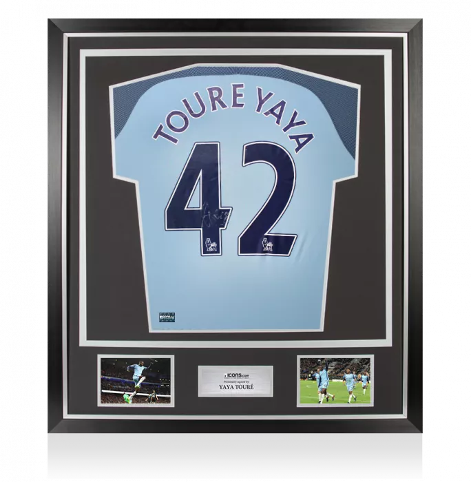 Yaya Toure Back Signed Manchester City 2016-17 Home Shirt In Classic Frame
